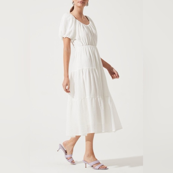 ASTR The Label White Midi Dress Puff Sleeve XS - Picture 1 of 4